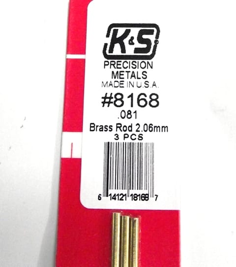 K&S METAL #8168 .081 SOLID BRASS ROD 3PCS