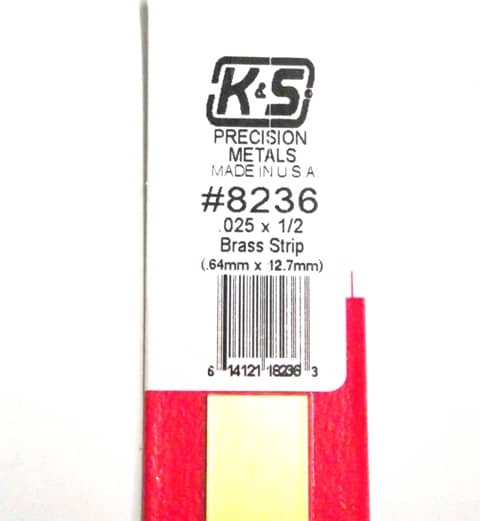 K&S METAL #8236 .025 X 1:2' BRASS STRIP 1PC