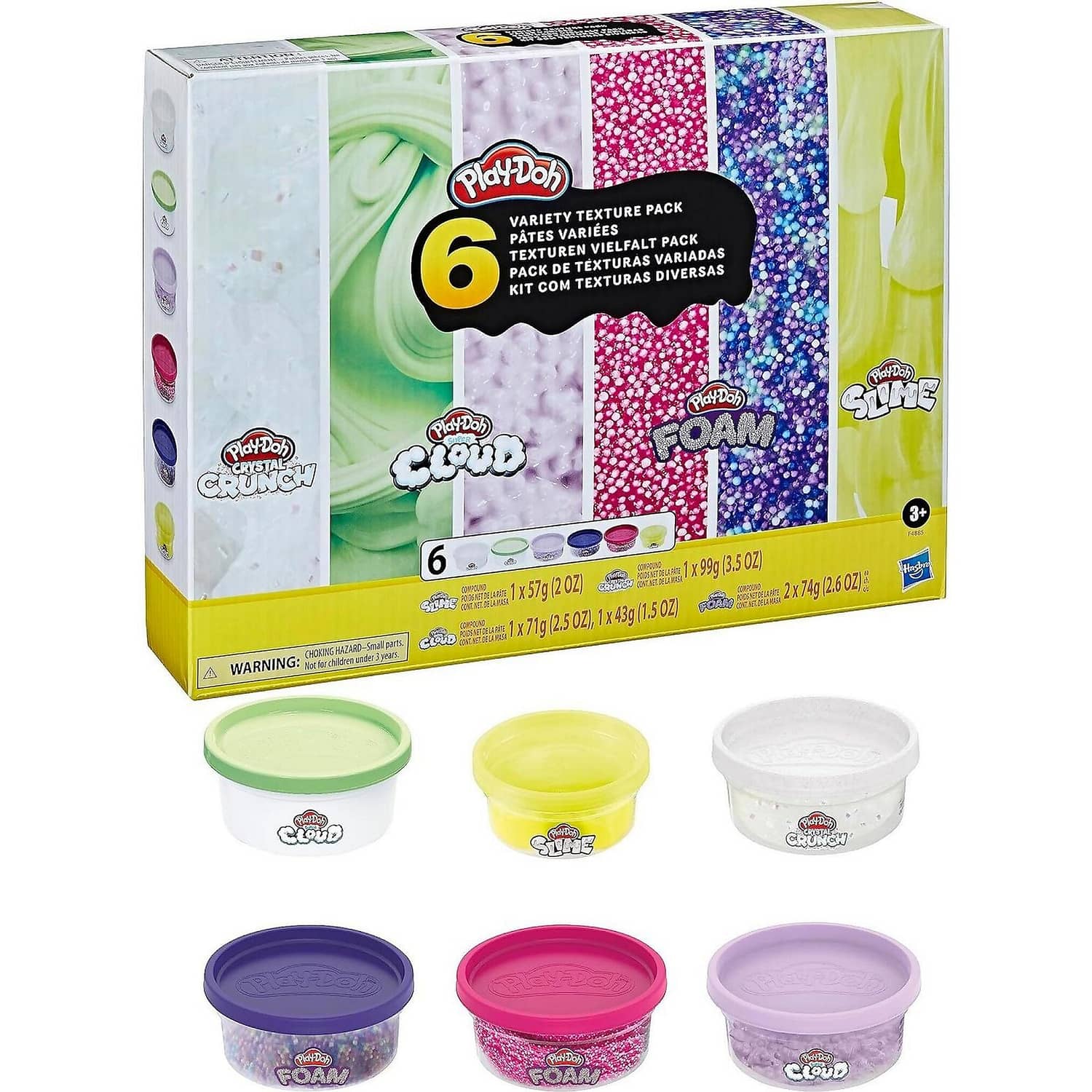 Play-doh - 6 Variety Texture Pack Slime Crystal Crunch Super Cloud And Foam