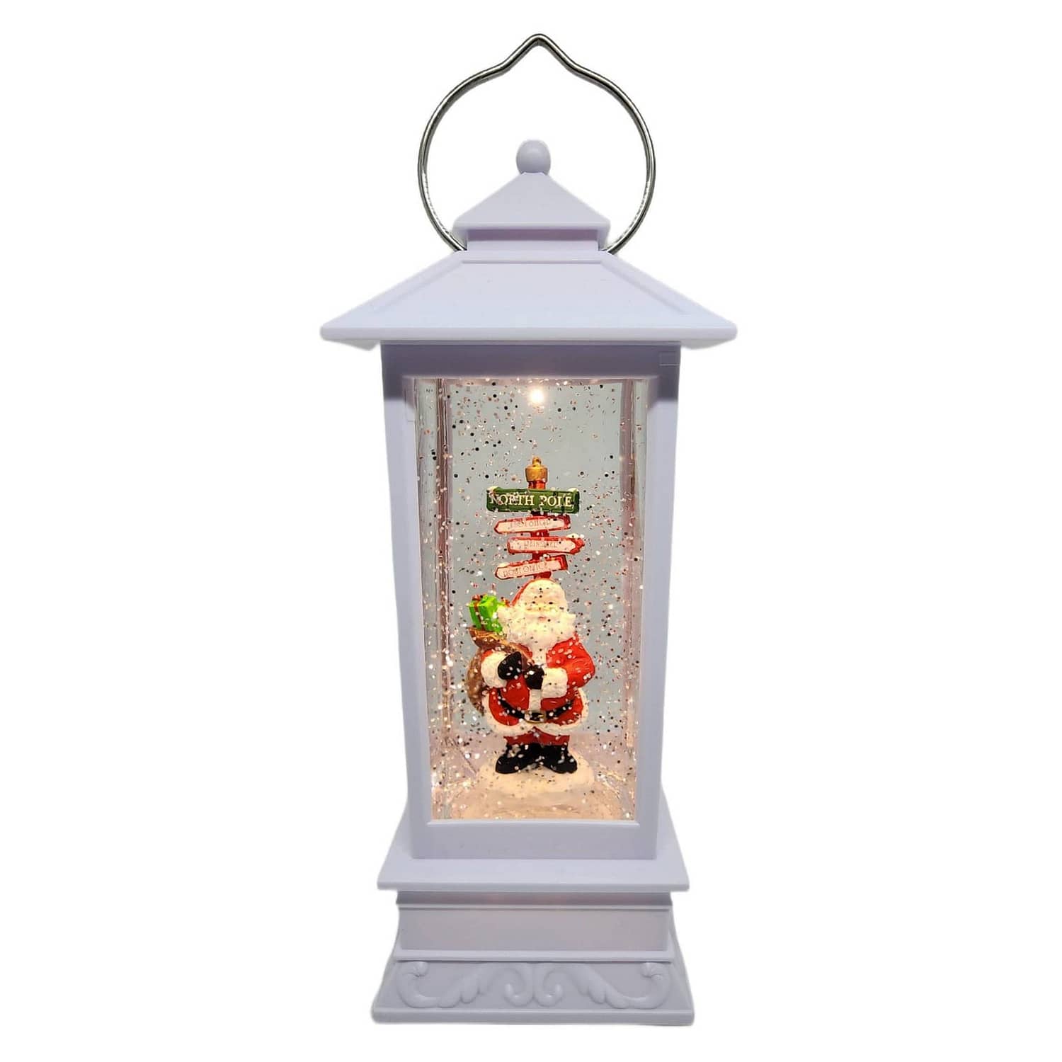 Cotton Candy - Xmas Santa Sign Post Lantern 25cm
