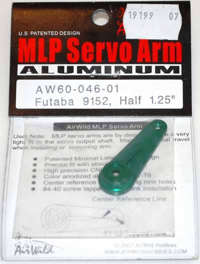 AIR WILD  ALUMINIUM SERVO ARM HALF 1.25' SUIT 9152 FUTABA SERVO
