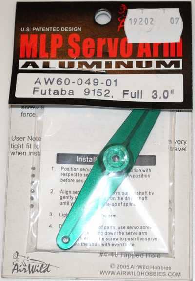 AIR WILD  ALUMINIUM SERVO ARM FULL 3' SUIT 9152 FUTABA SERVO