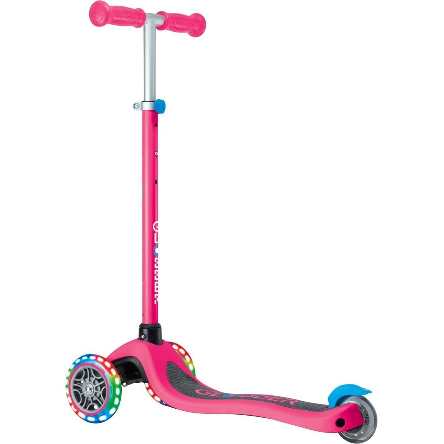 Globber - Globber Primo V2 Scooter With Lights And Griptape - Fuchsia Pink With Sky Blue - Image 2