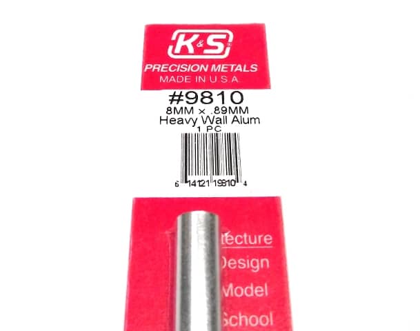K&S METAL #9810 ALUMINIUM ROUND TUBE THICK WALL 8X300