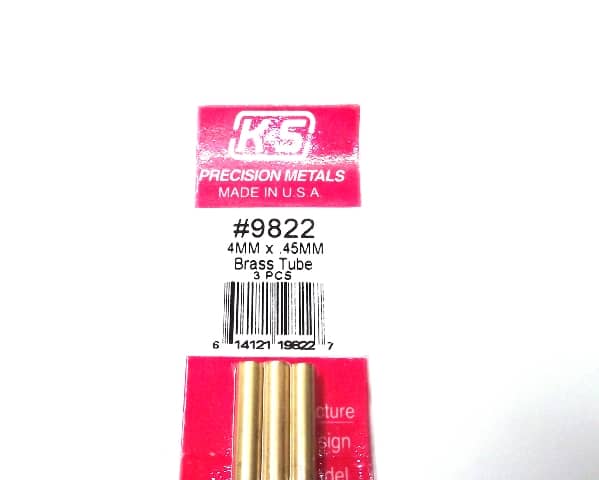K&S METAL #9822 BRASS ROUND TUBE 4X300MM 3PCS