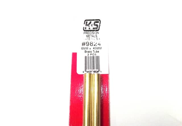 K&S METAL #9824 BRASS ROUND TUBE 6X300MM 2PCS