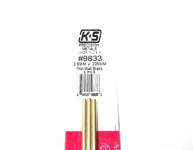 K&S METAL #9833 BRASS ROUND TUBE 2.5X300 3PCS