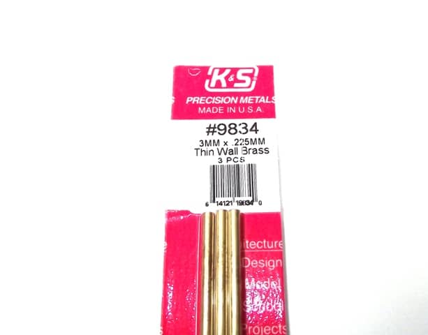 K&S METAL #9834 BRASS ROUND TUBE 3X300 3PCS