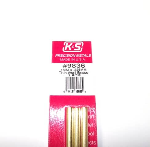 K&S METAL #9836 BRASS ROUND TUBE 4X300 3PCS