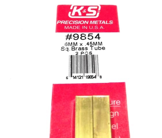 K&S METAL #9854 BRASS SQUARE TUBE 6X300MM 2PCS