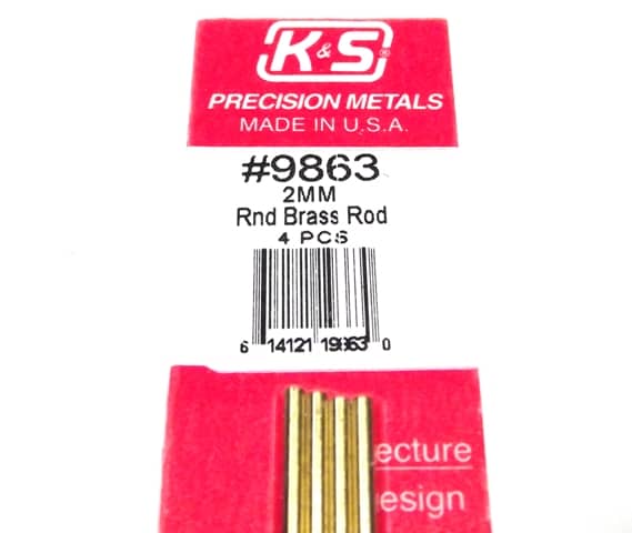 K&S METAL #9863 BRASS ROD 2X300MM 4PCS