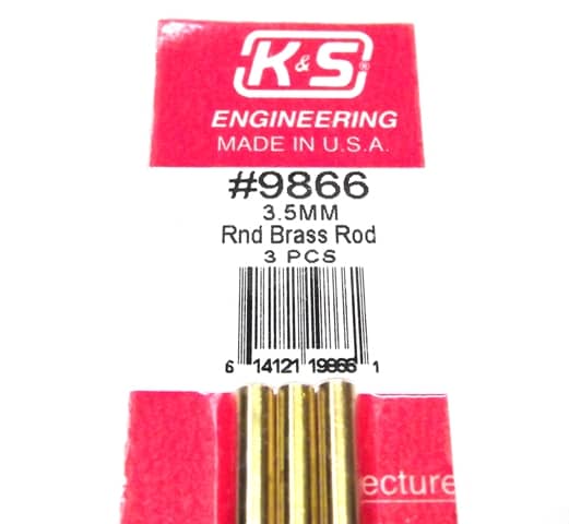 K&S METAL #9866 BRASS ROD 3.5X300MM 3PCS