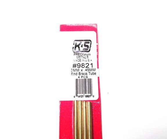 K&S METAL #9821 BRASS ROUND TUBE 3mm x .45mm x 300mm 4PCS