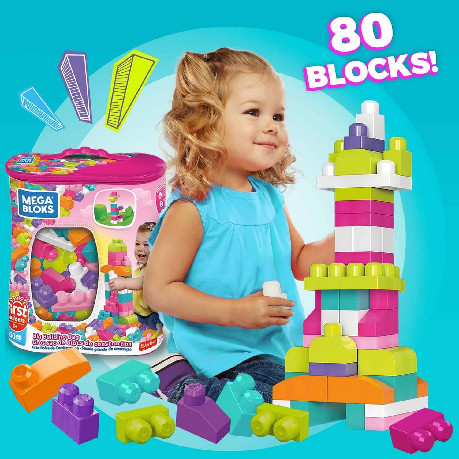 Mega Bloks - First Builders Big Building Bag (pink) Mattel - Image 6