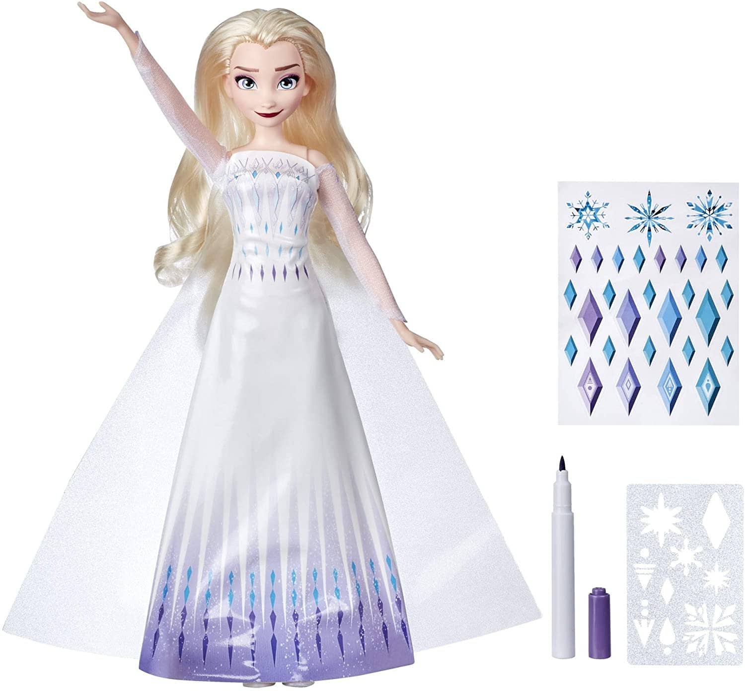Disney Frozen 2 Design-a-dress Elsa Fashion Doll With Stickers Marker And Stencil Hasbro