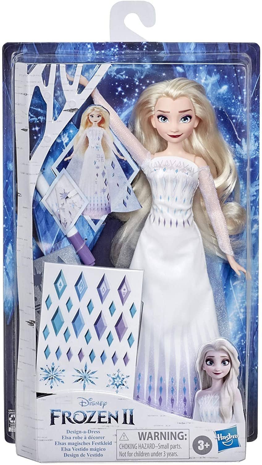 Disney Frozen 2 Design-a-dress Elsa Fashion Doll With Stickers Marker And Stencil Hasbro - Image 2