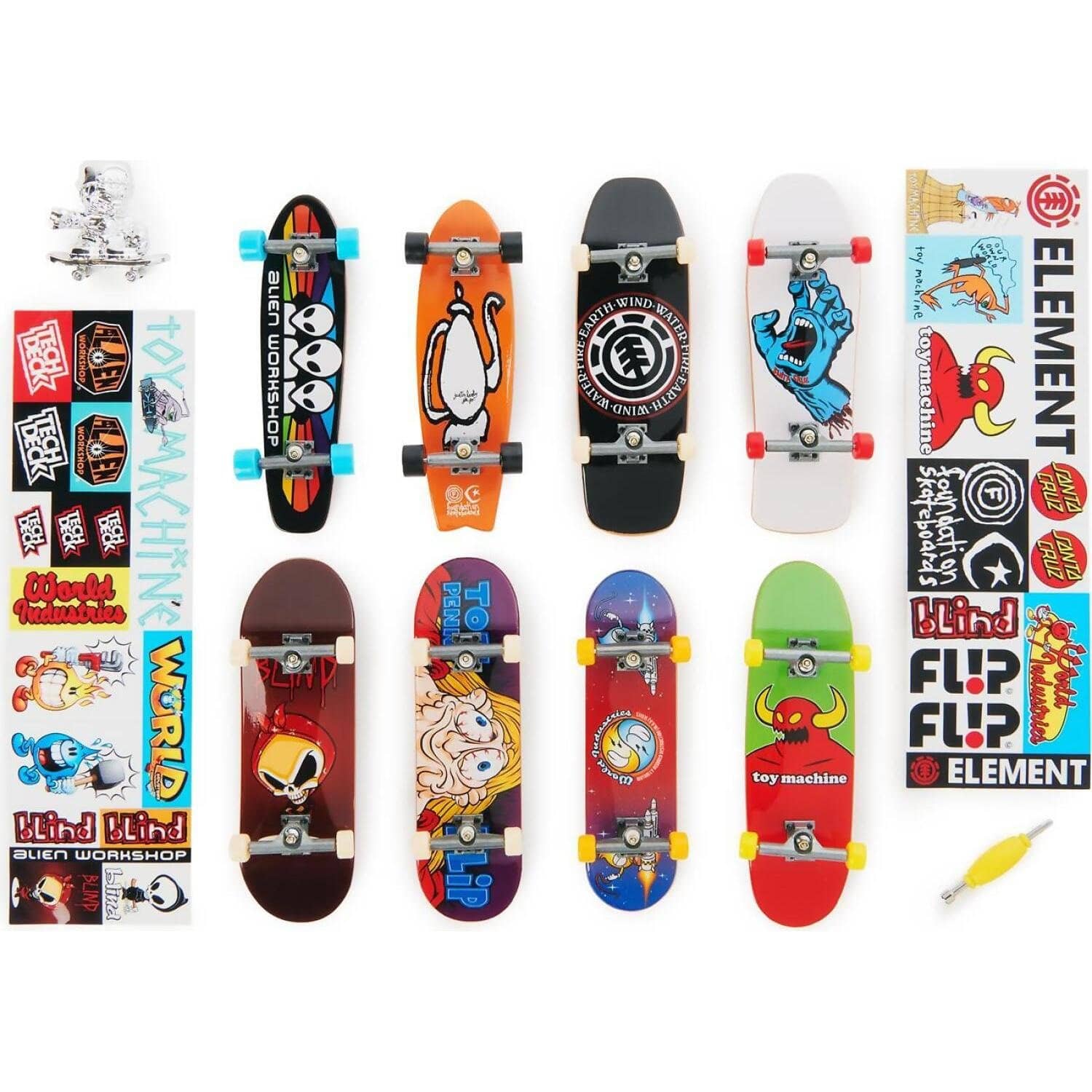 Tech Deck - 25th Anniversary 8-pack Fingerboards With Exclusive Figure Collectible And Customizable Mini Skateboards - Spin Master - Image 4