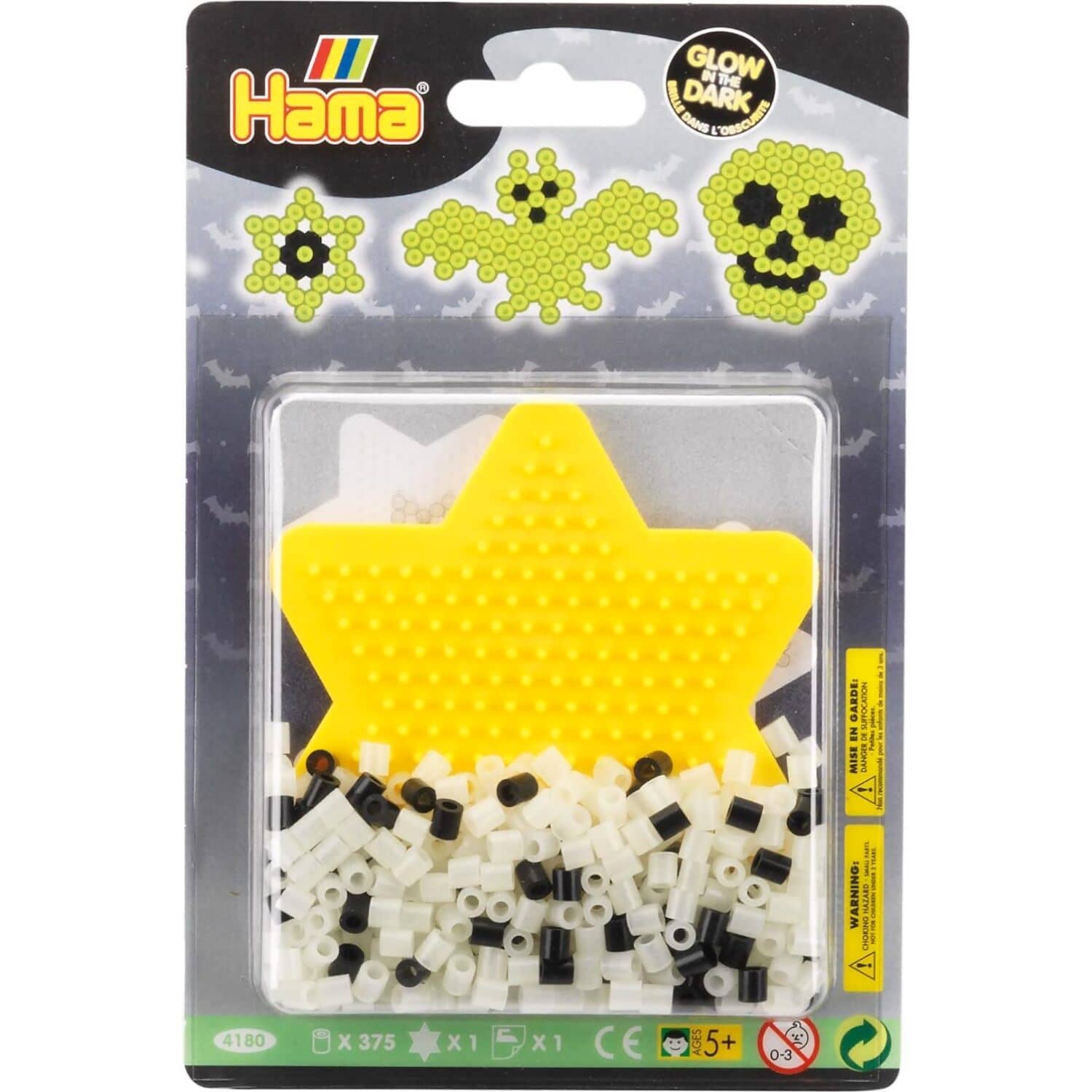 Hama - Hama Beads Small Blister Glow-in-the-Dark Yellow Star 375 Beads