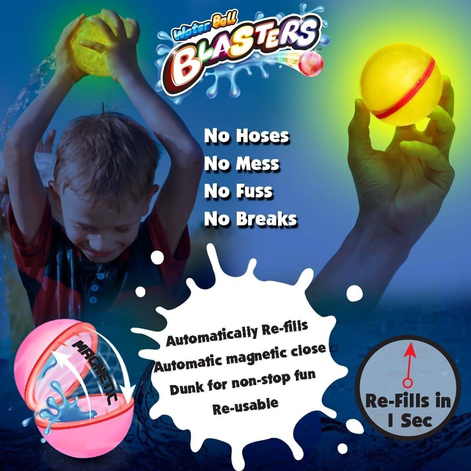 Kazaang - Water Ball Blasters Glow In The Dark 6-pack Reusable Water Balloons - Image 3