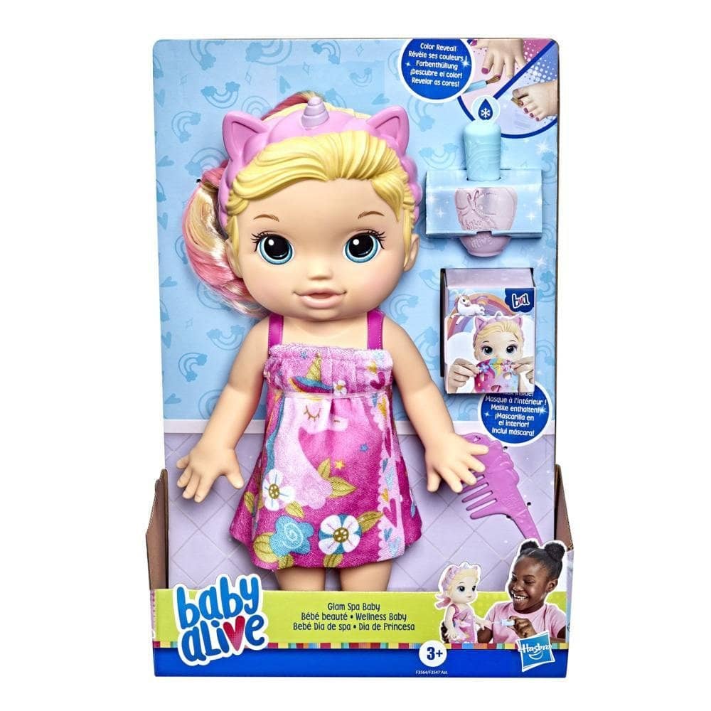 Baby Alive - Glam Spa Baby Doll Unicorn Color Reveal Nails And Makeup 12.8-inch Waterplay Toy Kids 3 And Up Blonde Hair Hasbro - Image 2