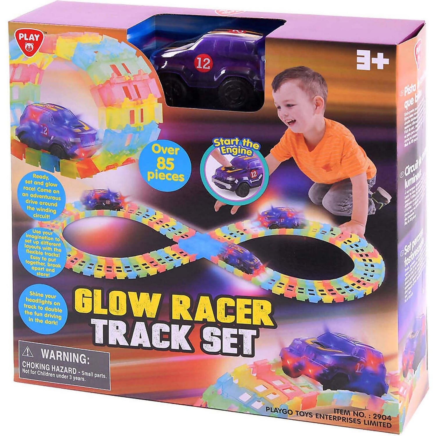 Playgo Toys Ent. Ltd - Glow Racer Trackset - 85 Pieces