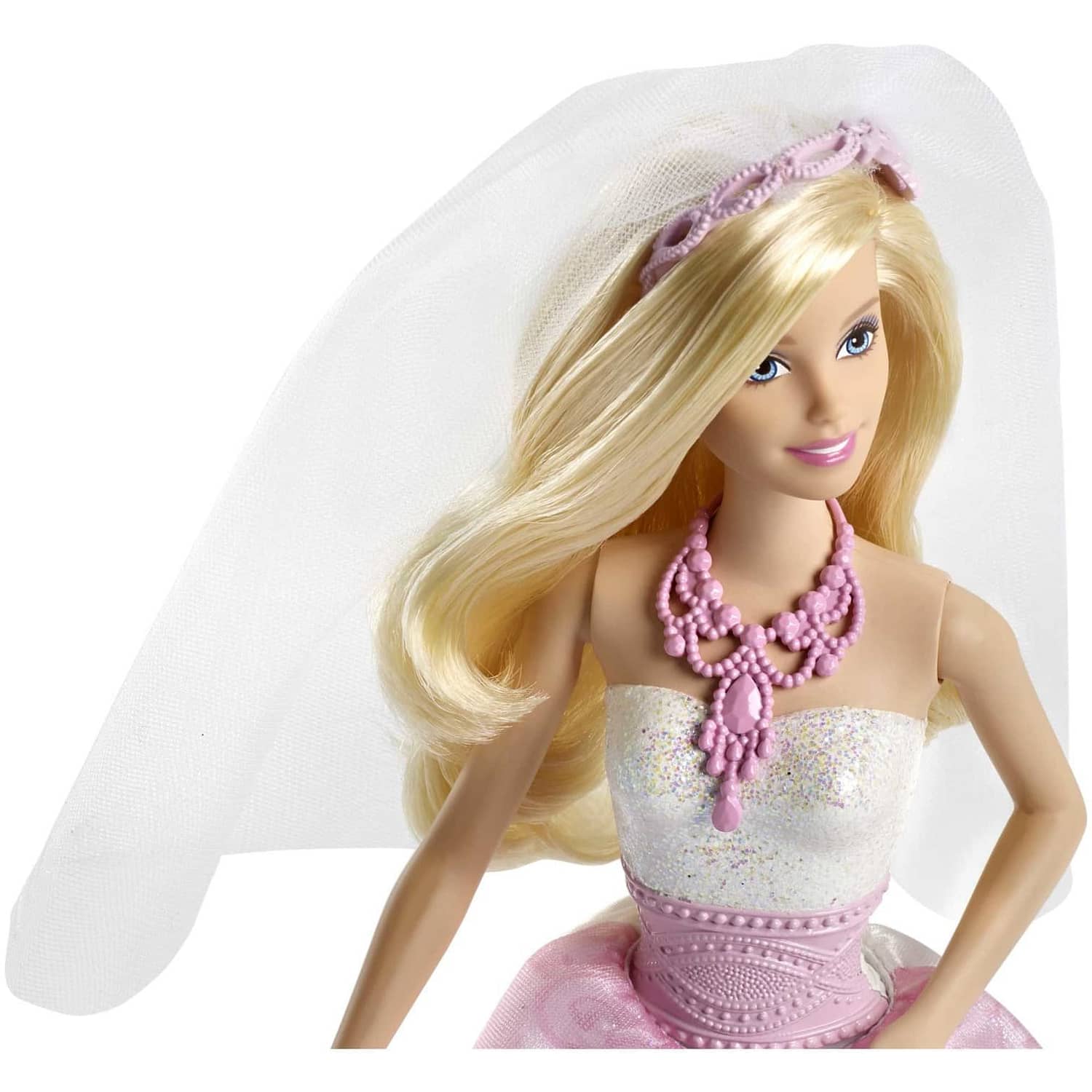 Barbie Bride Doll In White & Pink Dress With Veil & Bouquet Mattel - Image 2