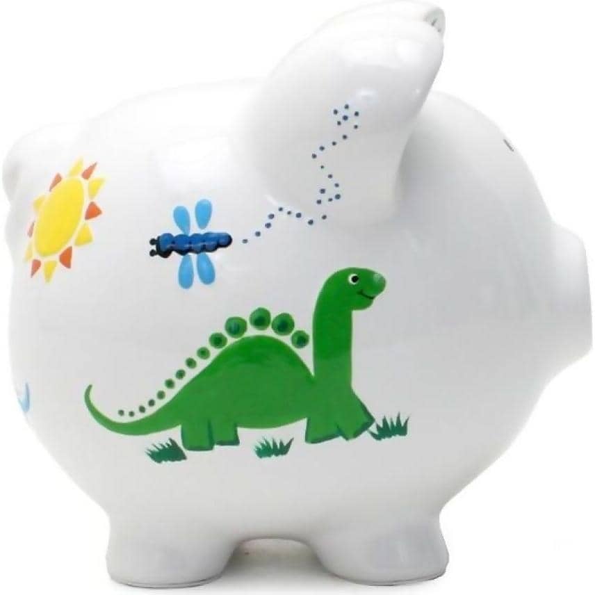 Cotton Candy - Piggy Bank Ceramic Hand Painted Dinosaur Design