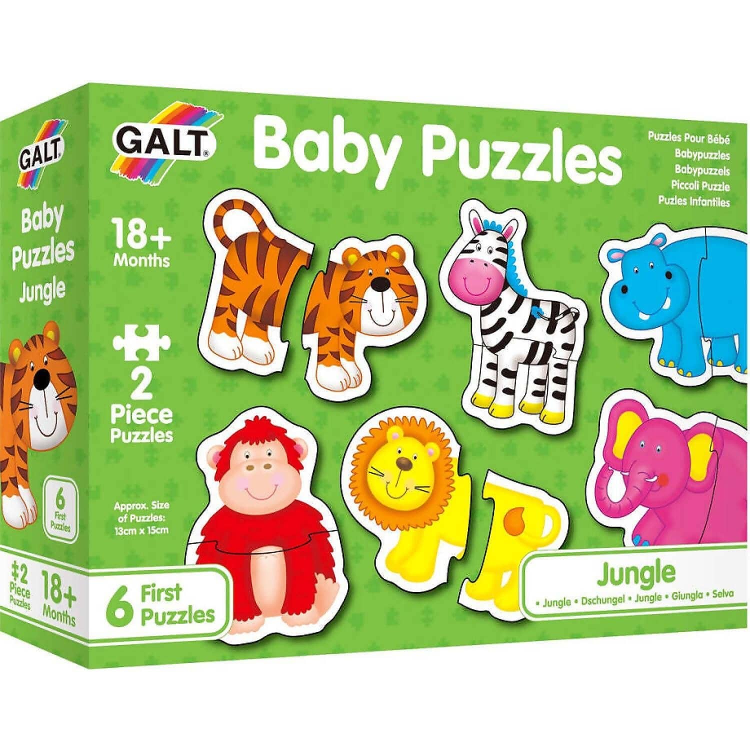 GALT - Jungle Baby Jigsaw Puzzle - 6 Different Puzzles - 2 Pieces Each