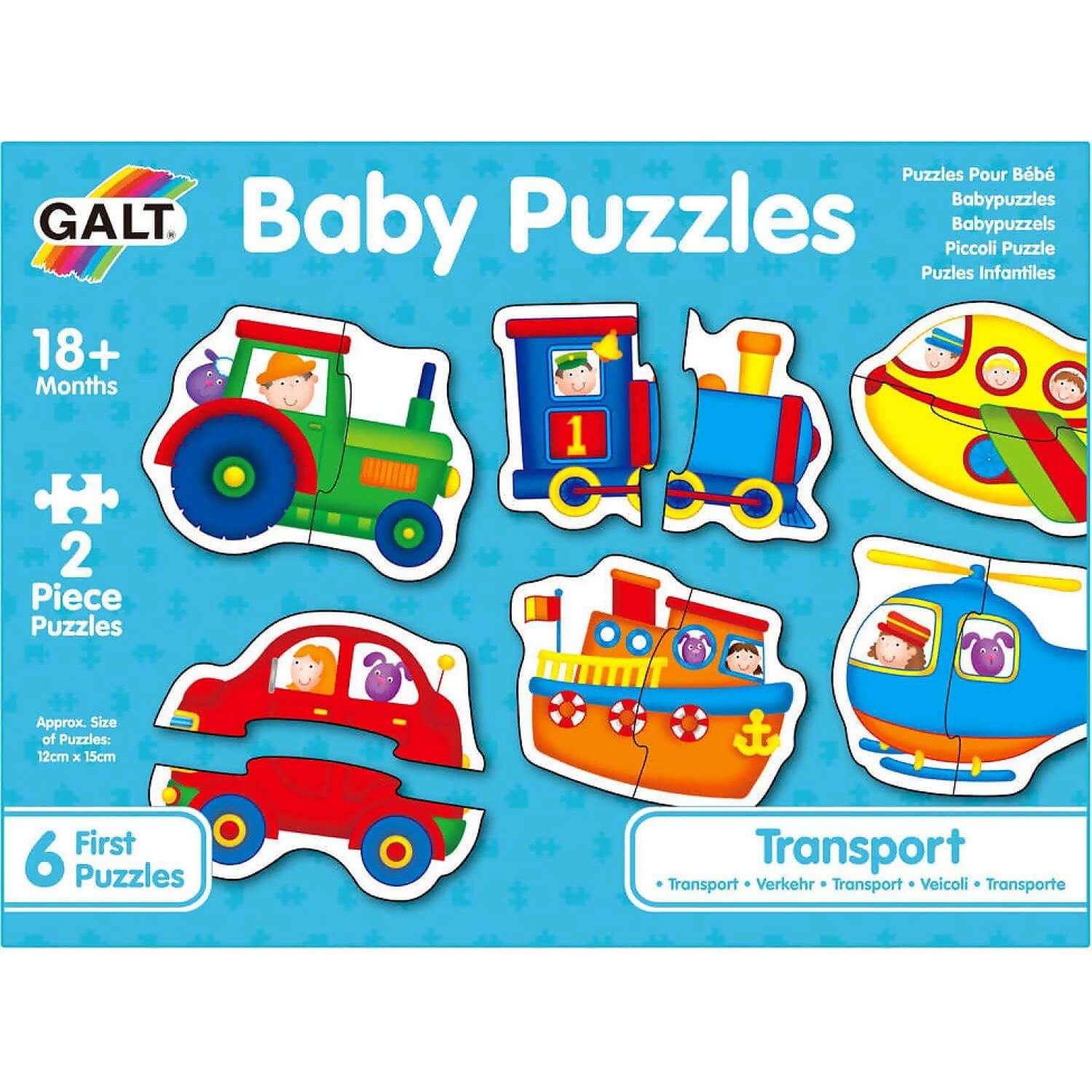 GALT - Transport Baby Jigsaw Puzzle - 6 Different Puzzles - 2 Pieces Each