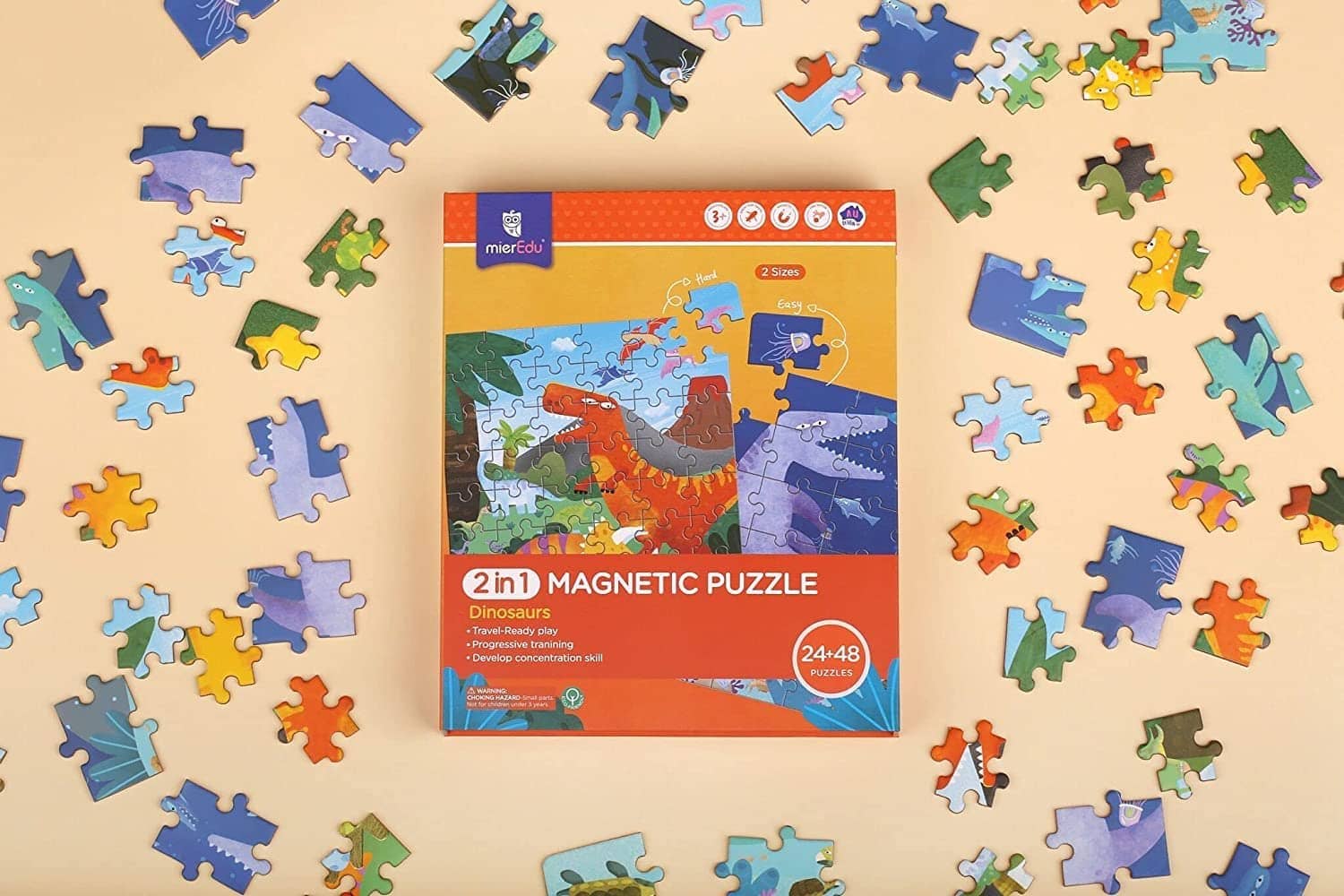 mierEdu - 2-in-1 Dinosaurs Magnetic Puzzle 72 Piece