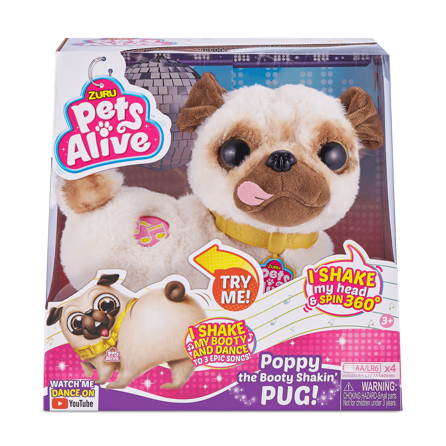 Zuru - Pets Alive Poppy The Booty Shakin Pug Interactive Dancing Plush Puppy By Zuru Pets Alive