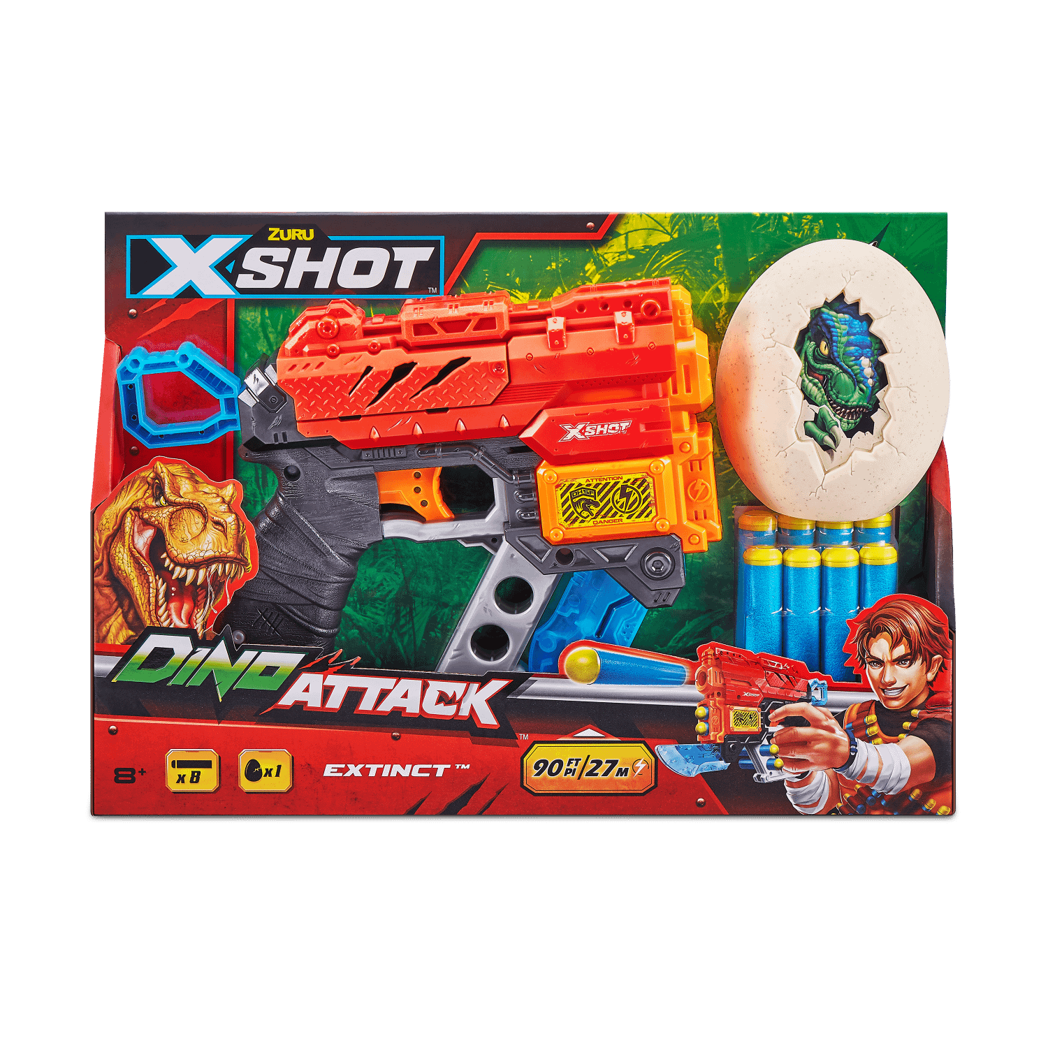 Zuru - X-shot Dino Attack Dino Extinct Foam Dart Blaster (8 Darts 1 Eggs) By Zuru  X-shot