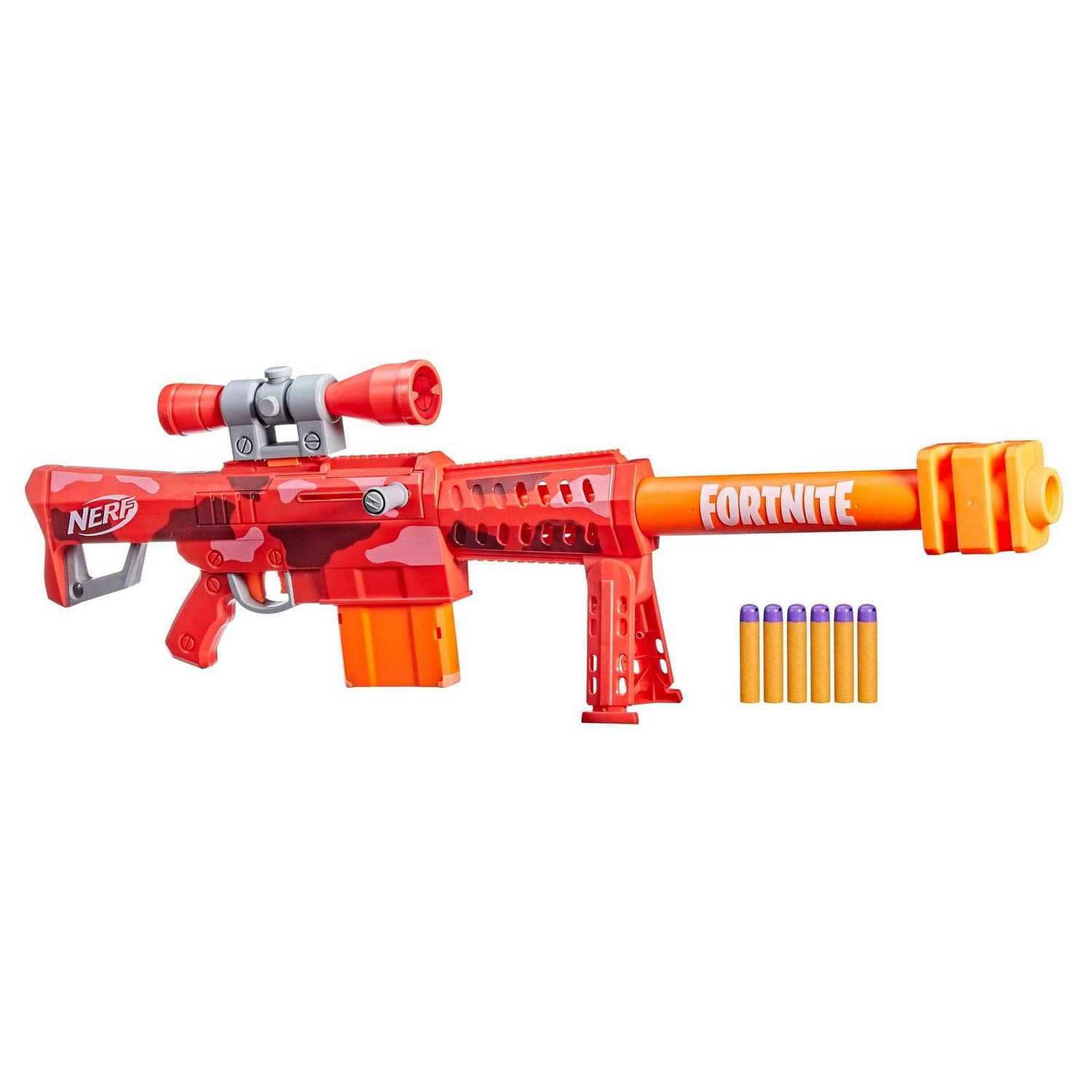 Nerf Fortnite Heavy Sr Blaster Longest Nerf Fortnite Blaster Ever Removable Scope 6 Nerf Mega Darts 6-dart Clip