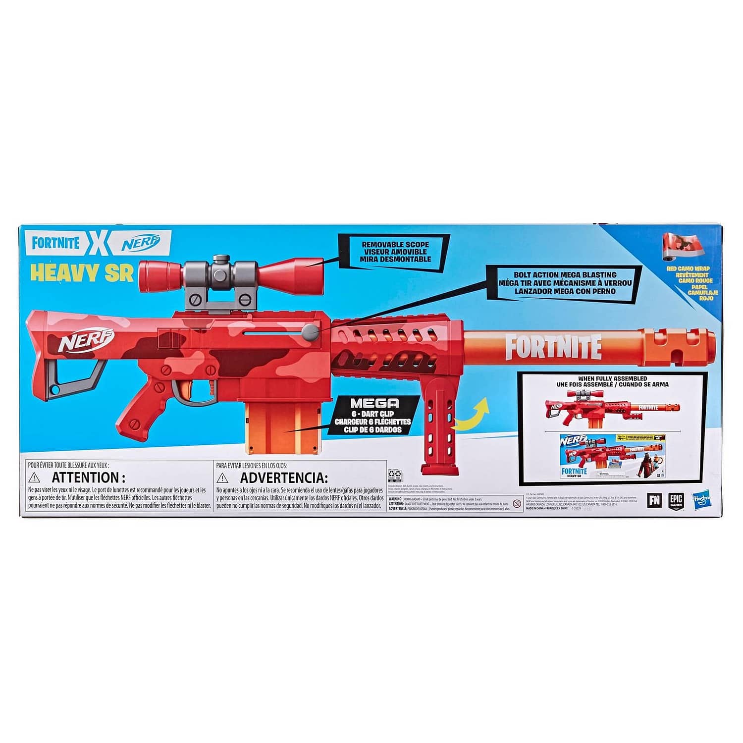 Nerf Fortnite Heavy Sr Blaster Longest Nerf Fortnite Blaster Ever Removable Scope 6 Nerf Mega Darts 6-dart Clip - Image 5