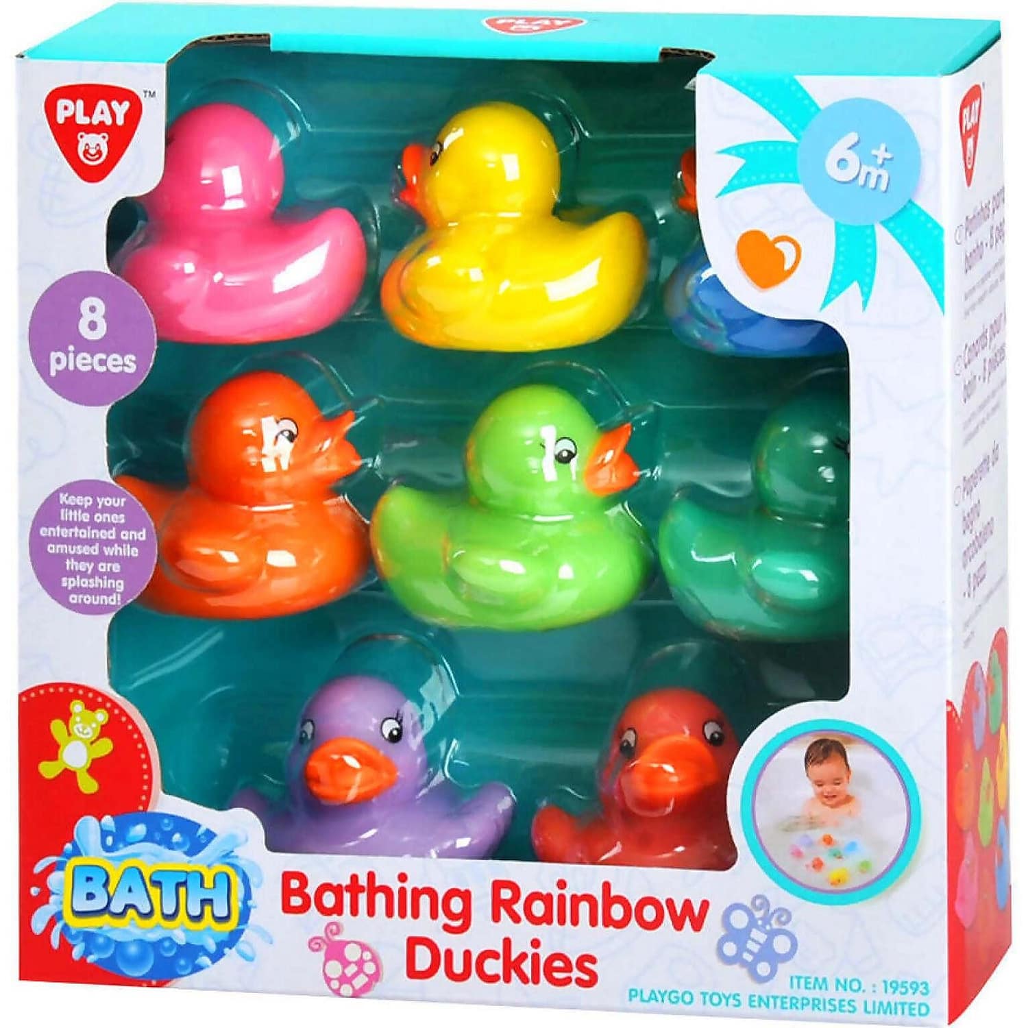 Playgo Toys Ent. Ltd. - Bathing Rainbow Duckies 8pc