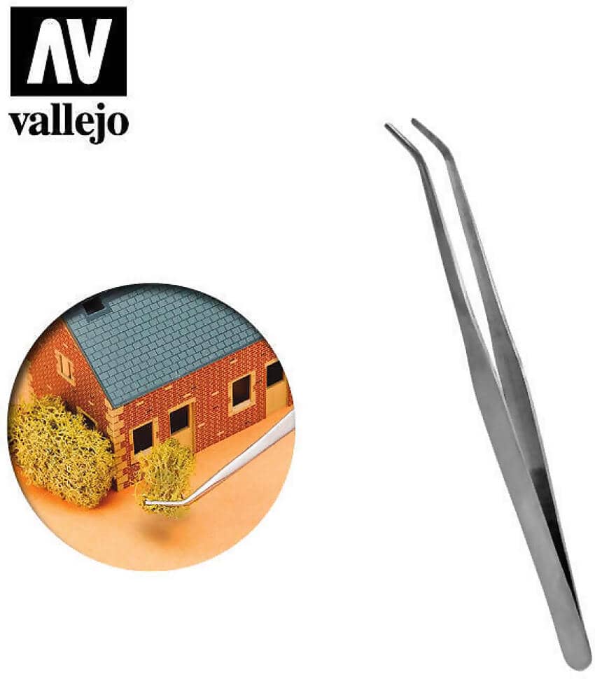 Vallejo Strong Curved Stainless Steel Tweezers (175 Mm)