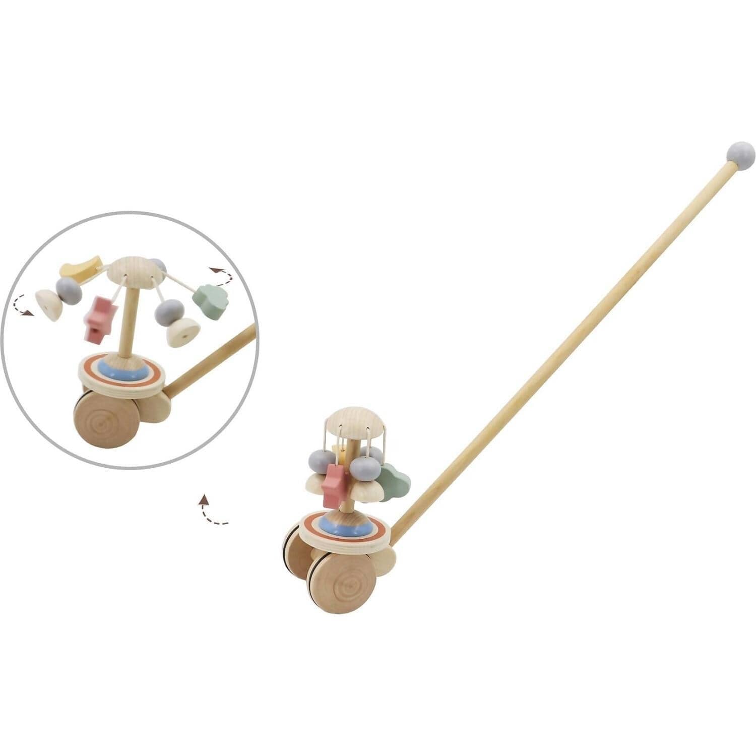 Kaper Kidz - Calm & Breezy Wooden Push Along Spinning Carousel