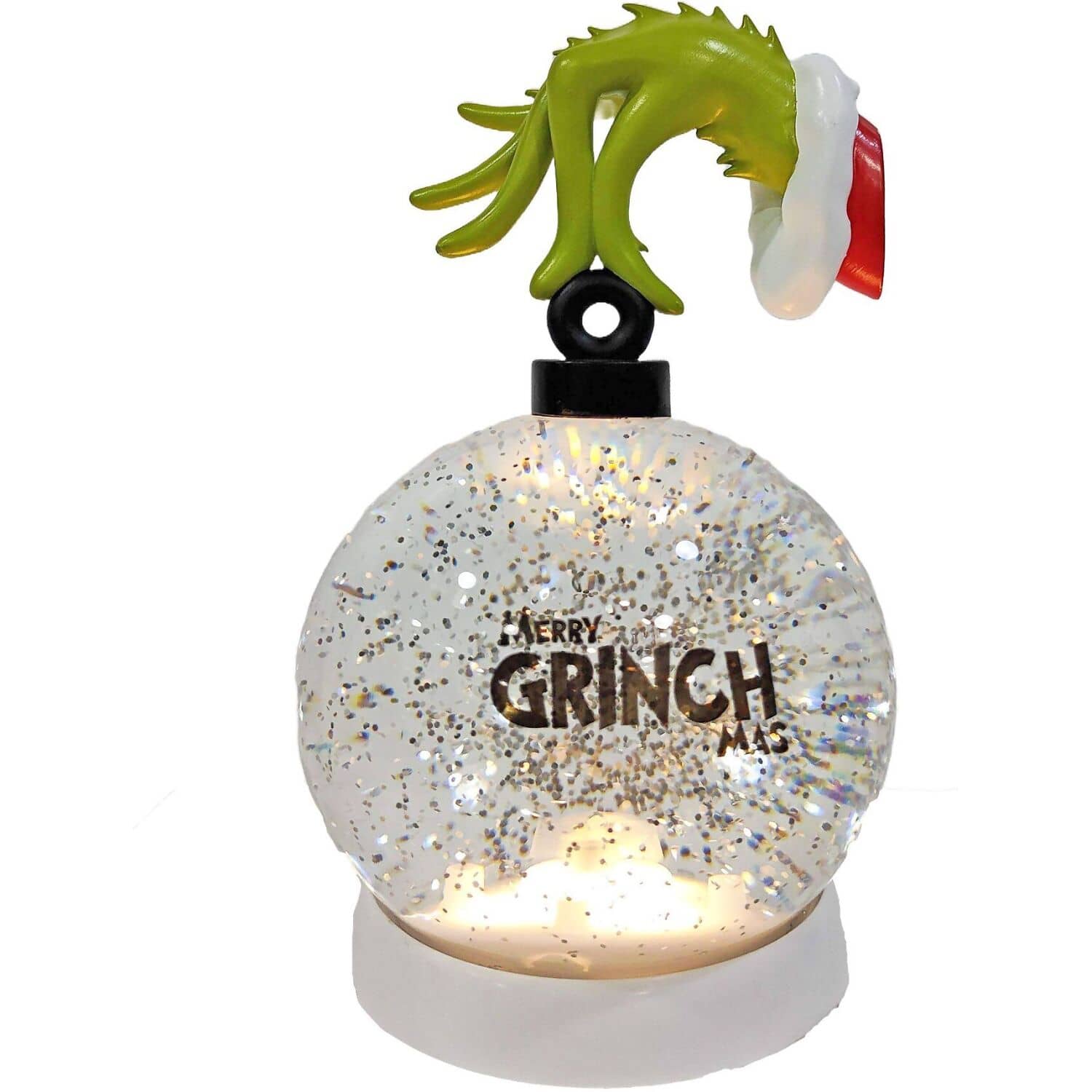 Cotton Candy - Xmas Dr. Seuss The Grinch Hand Led White Snow Bauble