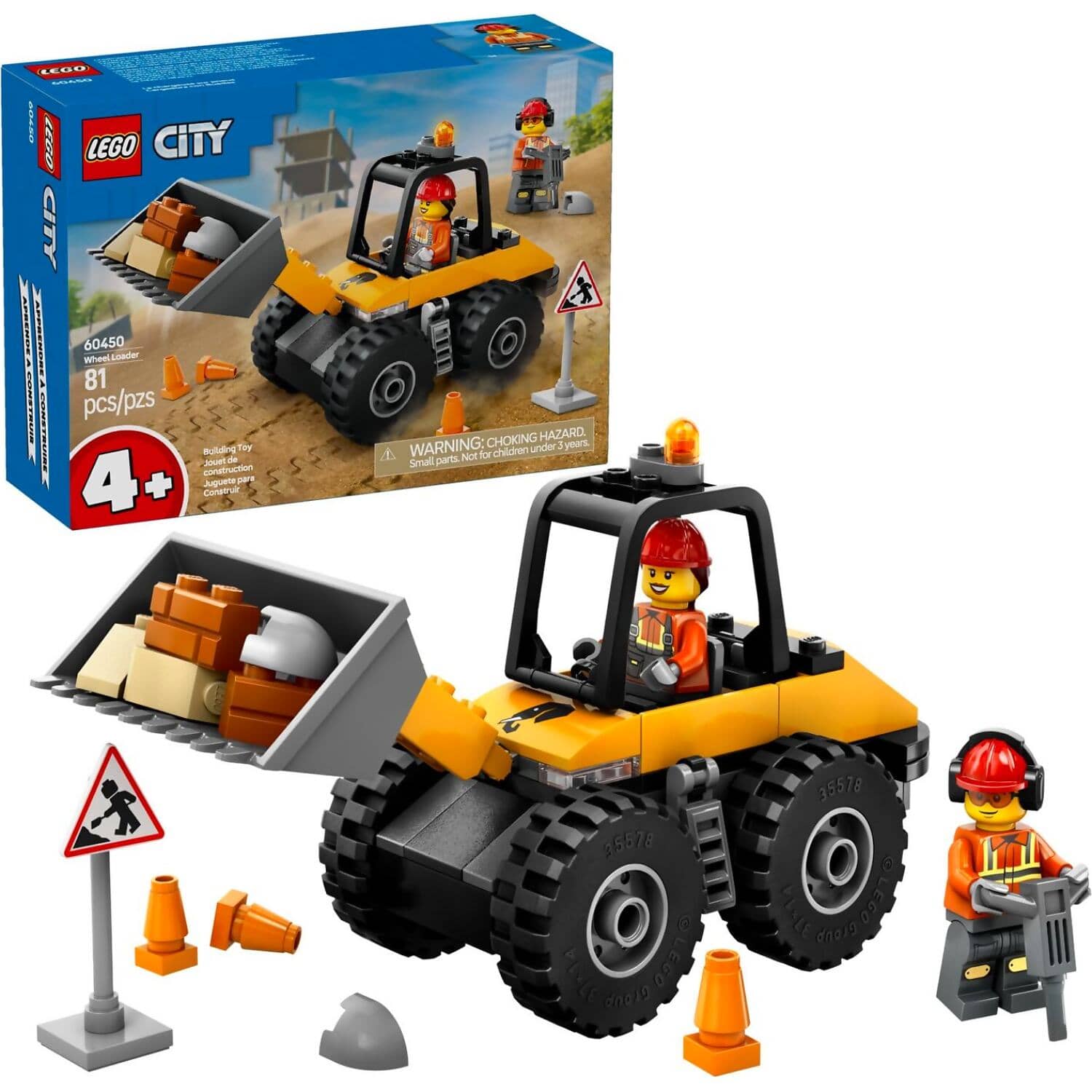 LEGO 60450 Yellow Construction Wheel Loader - City 4+