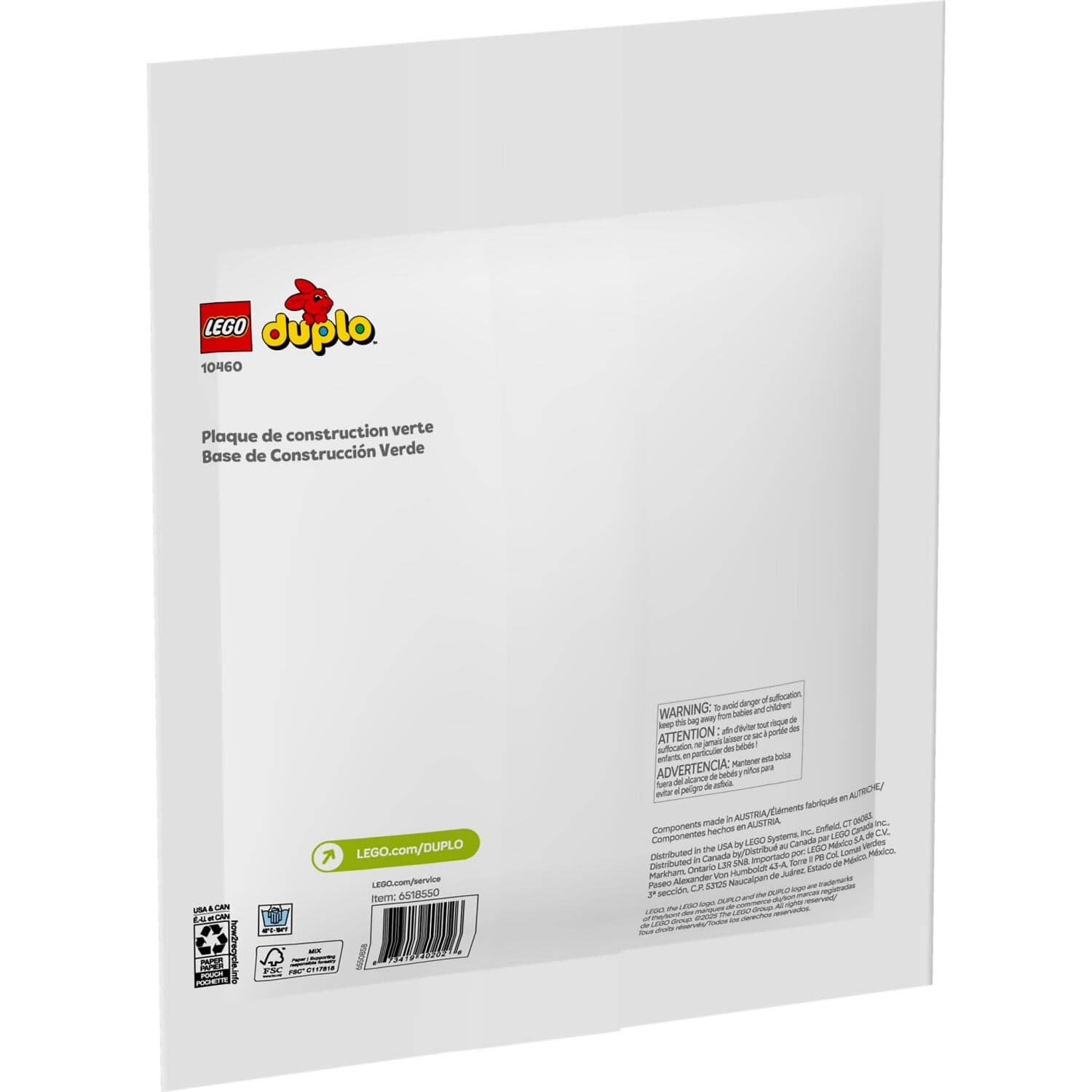 LEGO 10460 Green Building Plate 16x16-stud - Duplo - Image 3