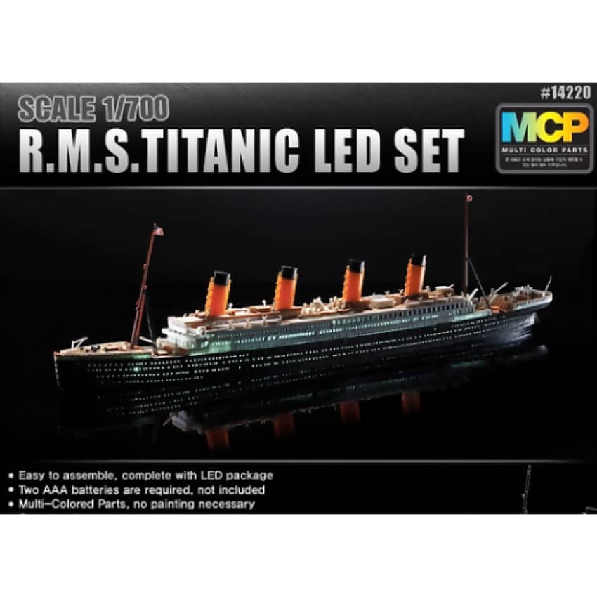 Academy Scale 1/700 R.M.S. Titanic+ LED Set MCP Plastic Model Kit (14220)
