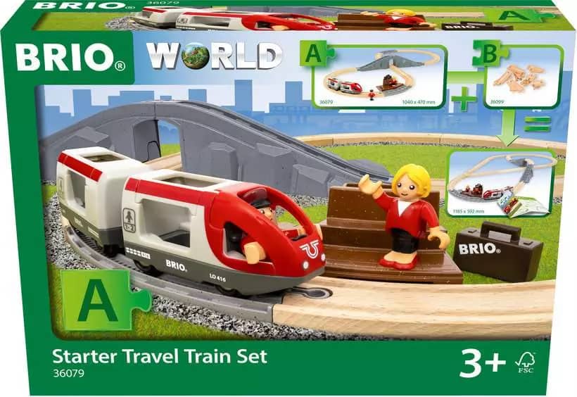 Brio World - Wooden Train Set Starter Travel Train Set 22pce - Image 3