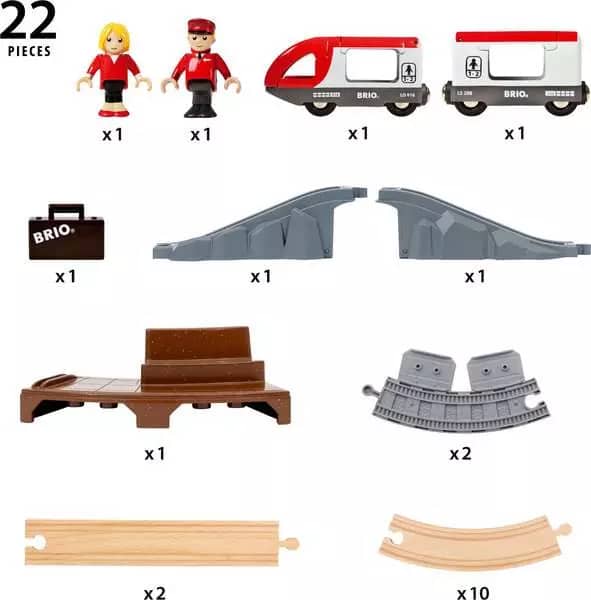 Brio World - Wooden Train Set Starter Travel Train Set 22pce - Image 9