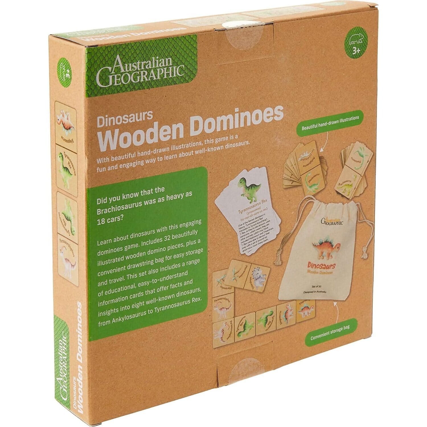 Australian Geographic - Dinosaurs Wooden Dominoes Game - Image 2