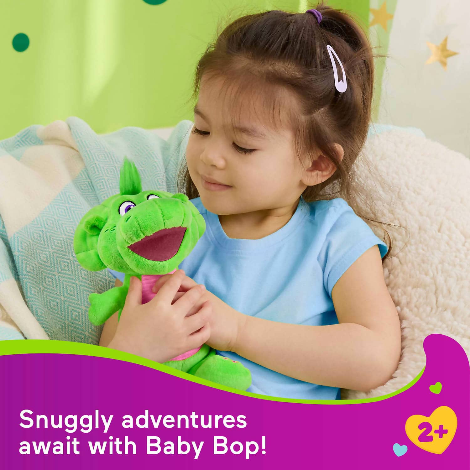 Fisher-Price - Barney's World 8-inch Plush Baby Bop Toy Dinosaur - Mattel - Image 3