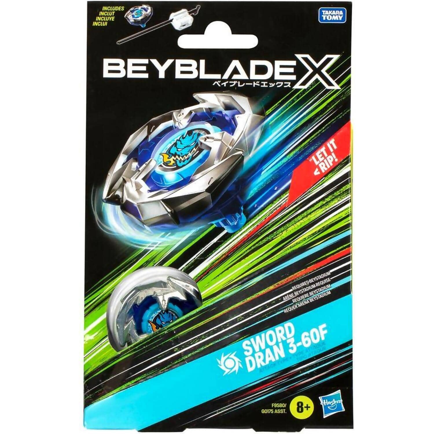 Beyblade X - Sword Dran 3-60F Starter Pack Set With Attack Type Top & Launcher