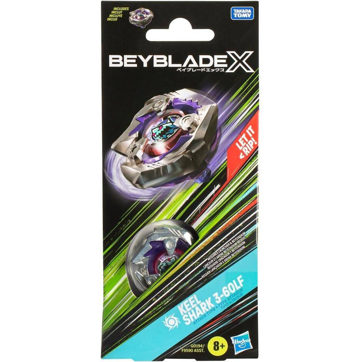 Beyblade X - Keel Shark 3-60LF Booster Pack Set With Attack Type Top