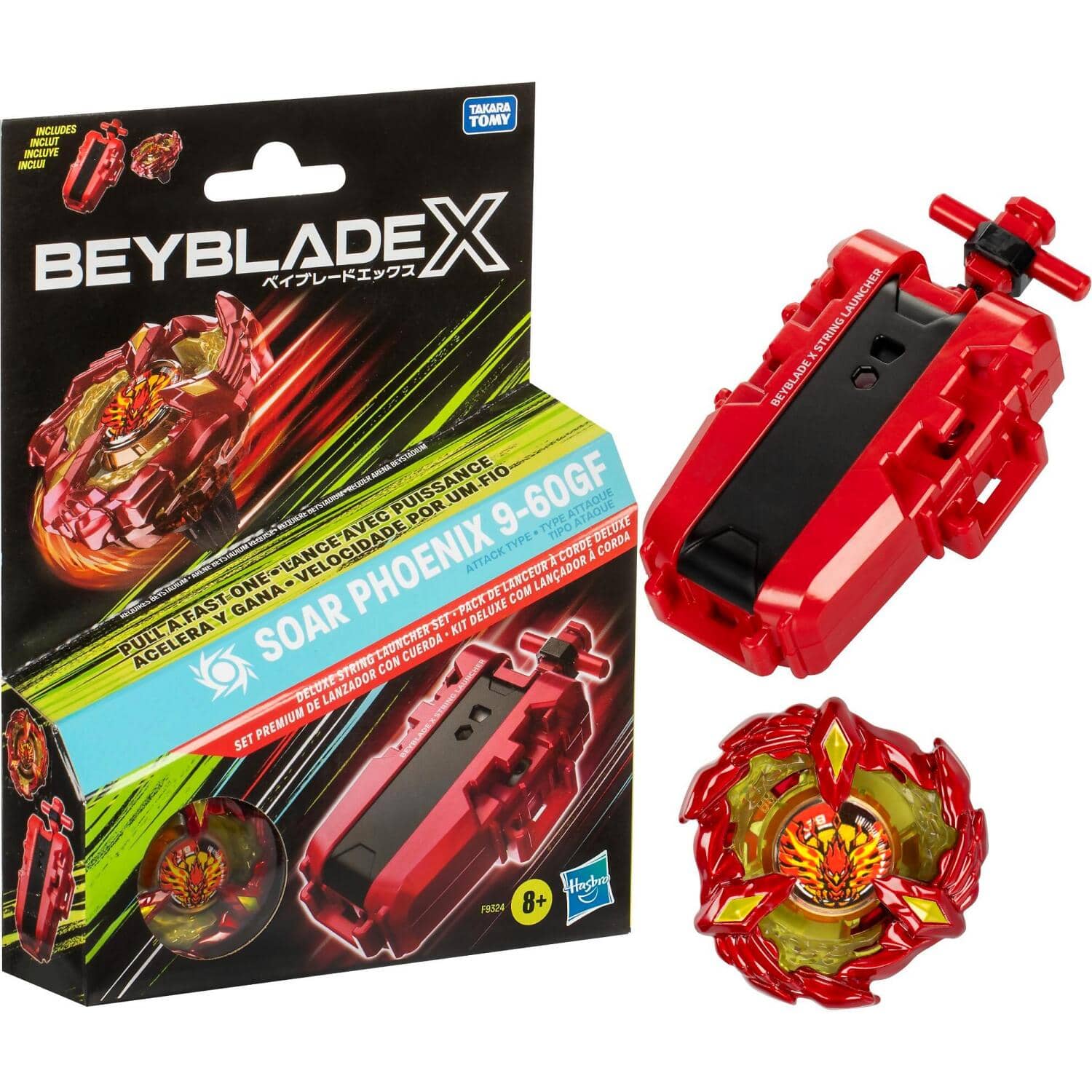 Beyblade X - Soar Phoenix 9-60gf Deluxe String Launcher Set