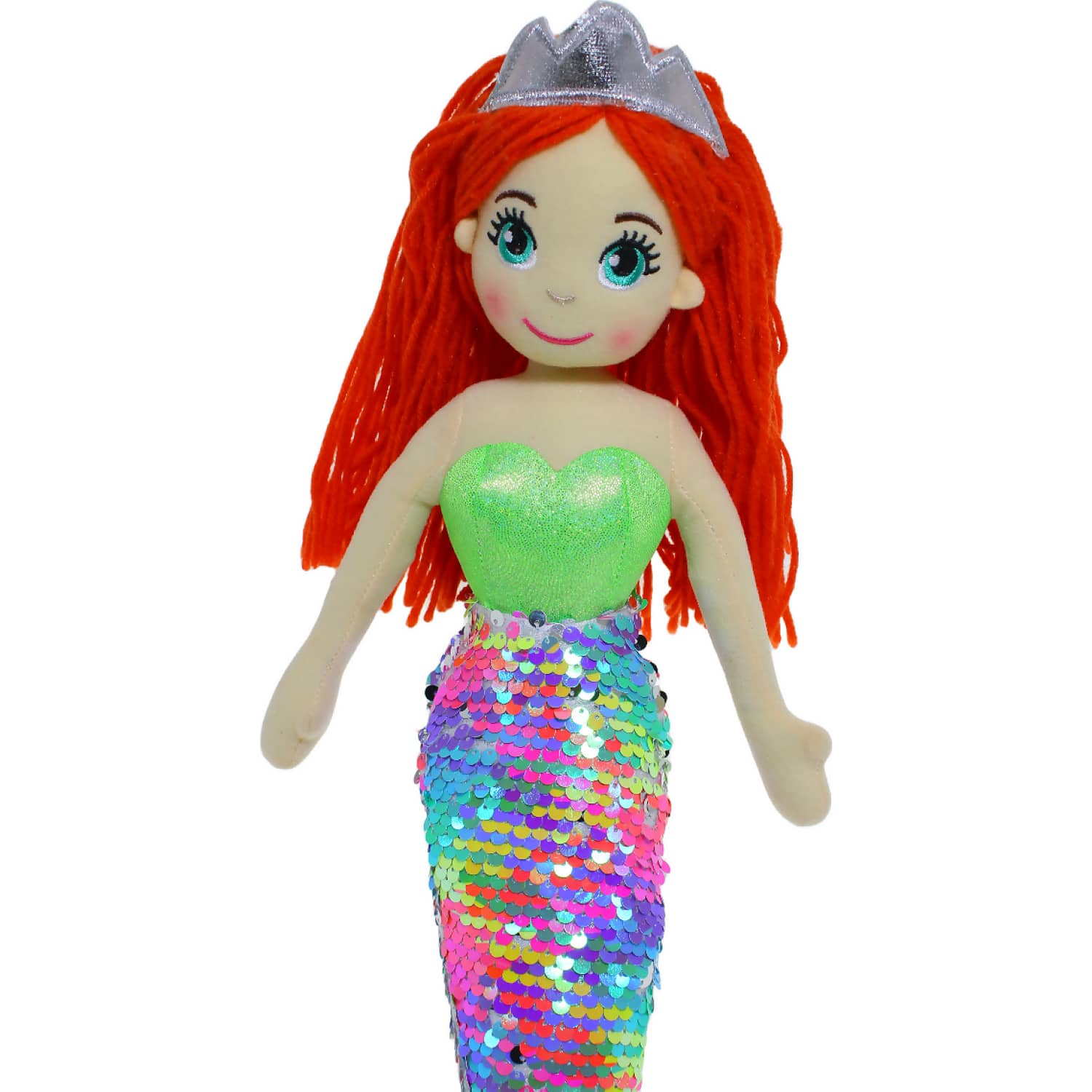 Cotton Candy - Mermaid Penny 45cm Green Rainbow/Silver Flip Sequined Tail - Plush - Image 2