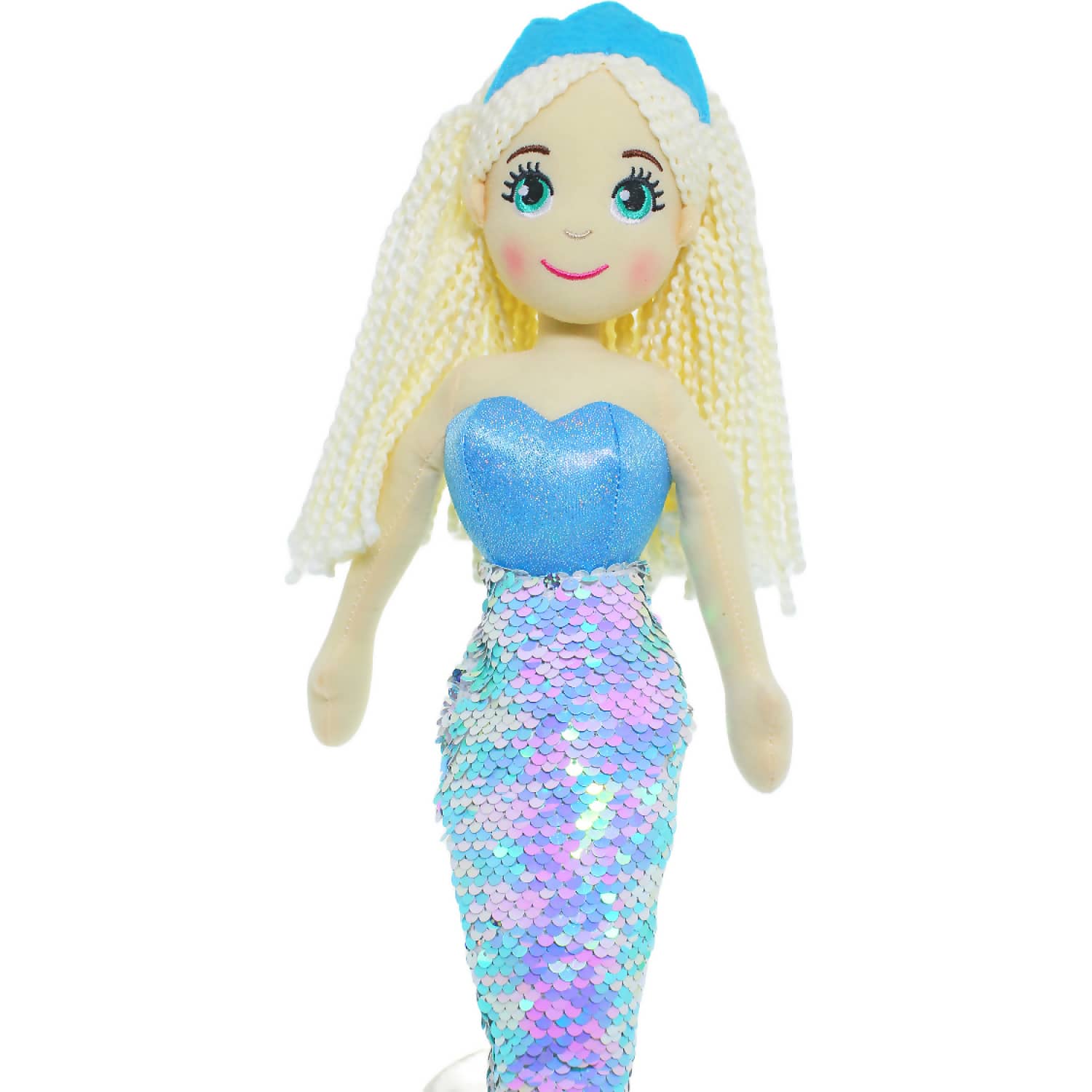 Cotton Candy - Mermaid Shelley 45cm Iridescent Blue/Silver Flip Sequined Tail - Plush - Image 2